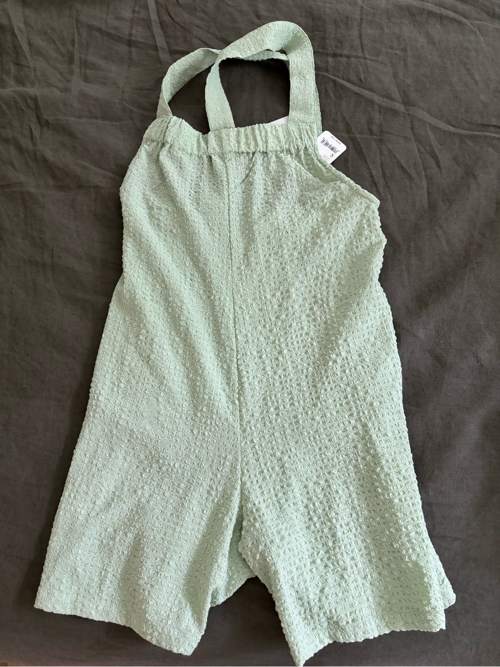 Native Sage Green Textured Halter Romper